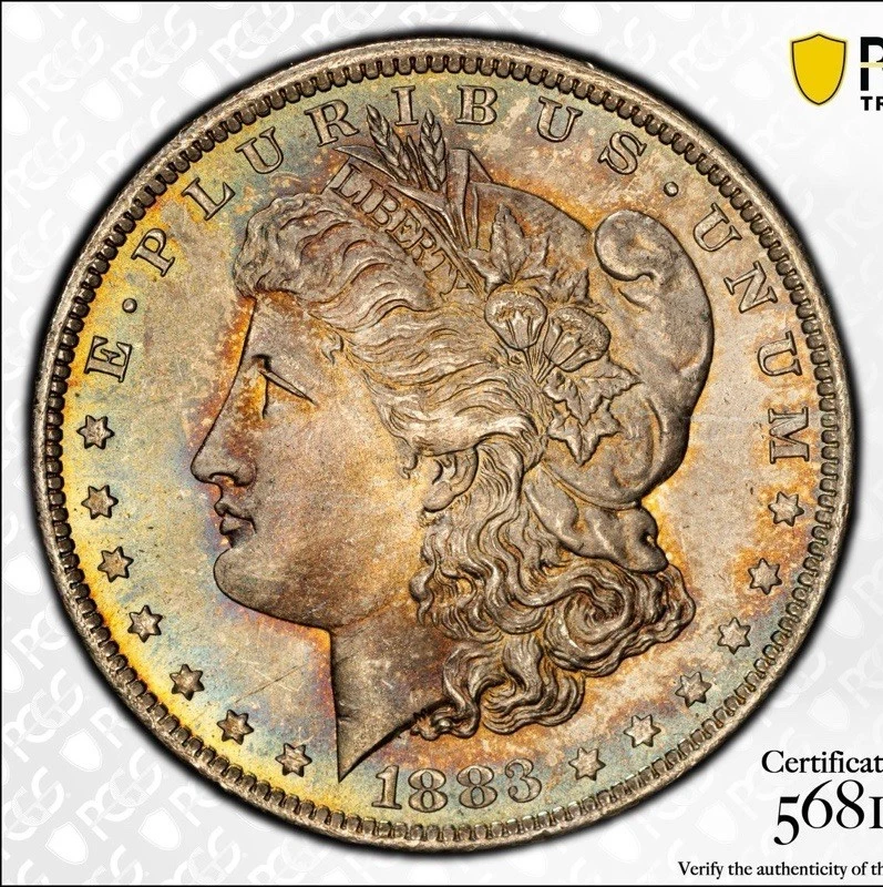 PCGS Certified MS 65 Graded 1883 Year Morgan US Dollars (1878-1921