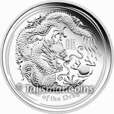 Australia 2012 Year of Dragon Chinese Lunar $1 Oz Pure Silver
