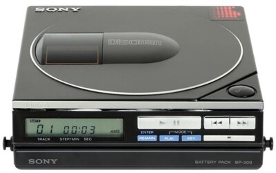 1986 Sony D-55T Discman & BP200 Portable CD Player with FM/AM/TV