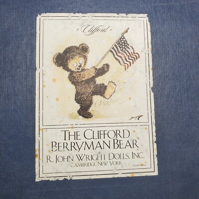 R. John Wright The Clifford Berryman Bear w/Box and COA. Limited