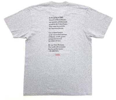 Supreme Scarface Split Tee Heather Grey Size M FW17 T-Shirt Tony