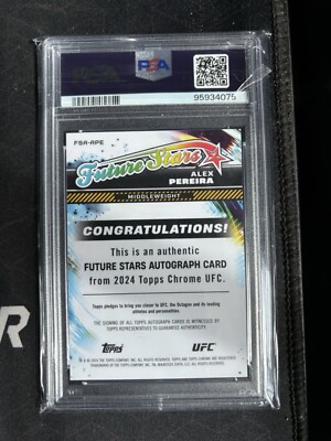 Alex Pereira AUTO PSA 9 2024 Topps Chrome UFC Future Stars