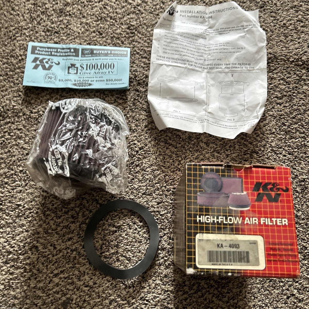 K&N Air Filter Fits Kawasaki Klf300a Bayou 300 2x4 1988 for sale