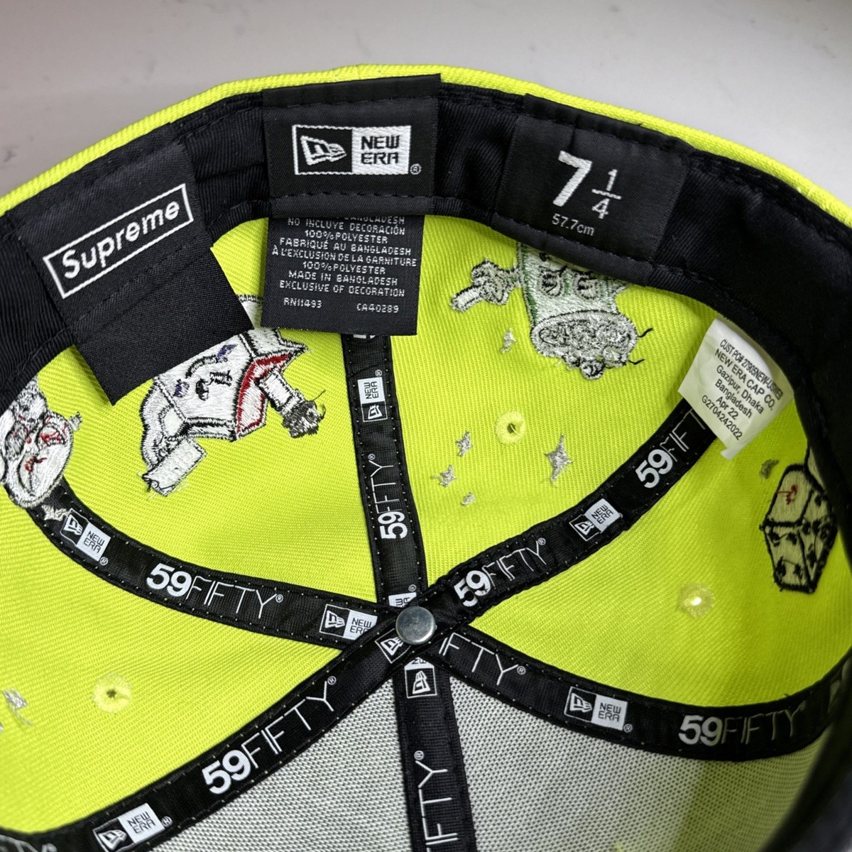 Supreme S Logo Characters New Era Fitted Hat Neon Green Size 7 1/4