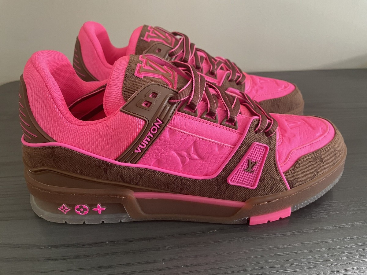 Louis Vuitton Trainer Sneaker Pink Brown Monogram 1A8Z5C Size LV 7