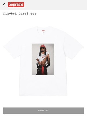 Supreme Playboi Carti Tee White T-Shirt FW25 Size XL NEW W