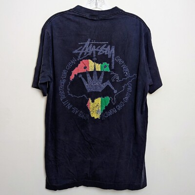 Vintage Stussy 80s One World One Love Faded Single Stitch T-shirt