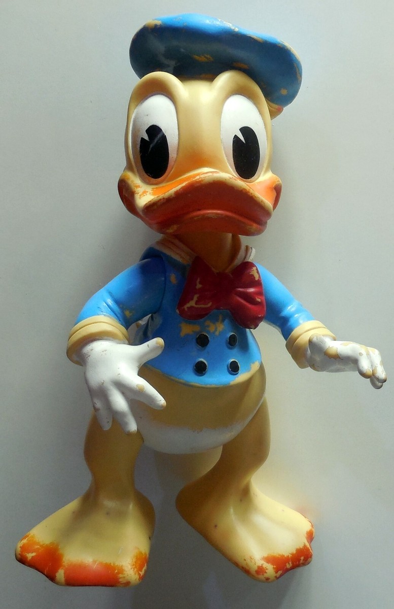 VINTAGE LARGE TOY SQUEAK RUBBER DONALD DUCK LEDRAPLASTIC LEDRA