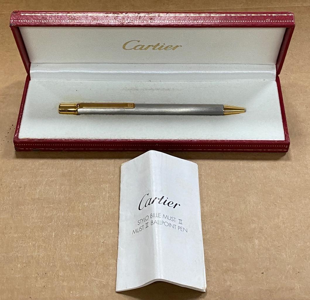 CARTIER STYLO BILLE MUST II BALLPOINT PEN W/ CARTIER CASE- USED