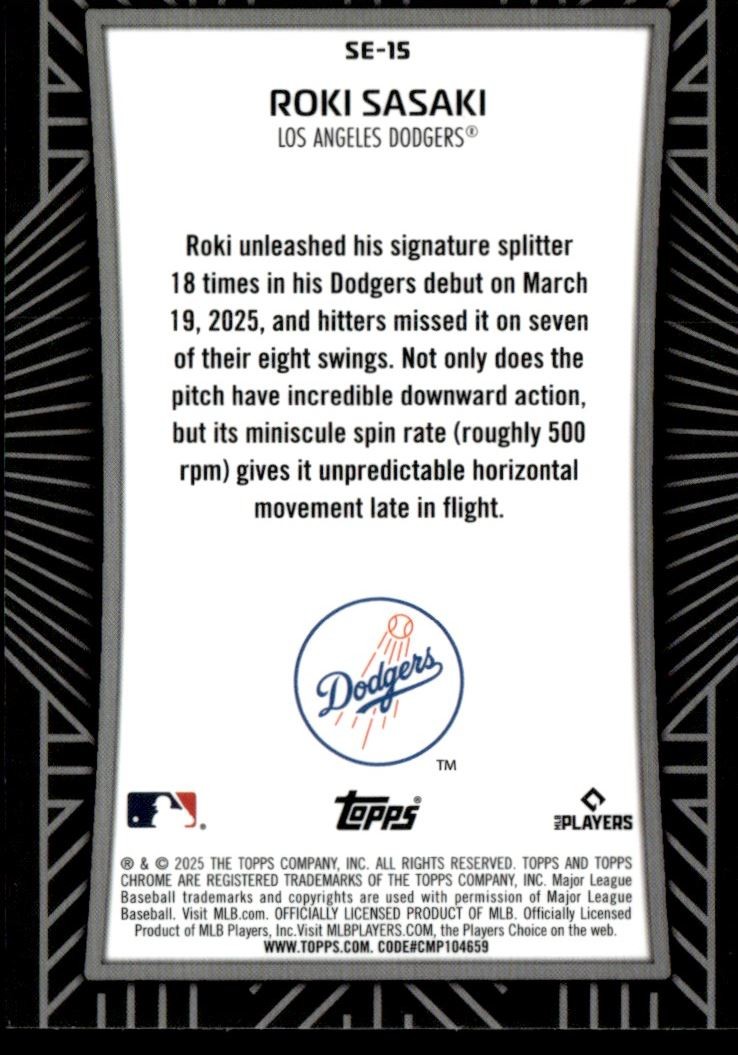 2025 Topps Chrome Shadow Etch Roki Sasaki Los Angeles Dodgers #SE