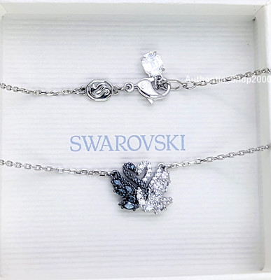 NEW 100% Authentic SWAROVSKI Rhodium Black White Swan Pendant