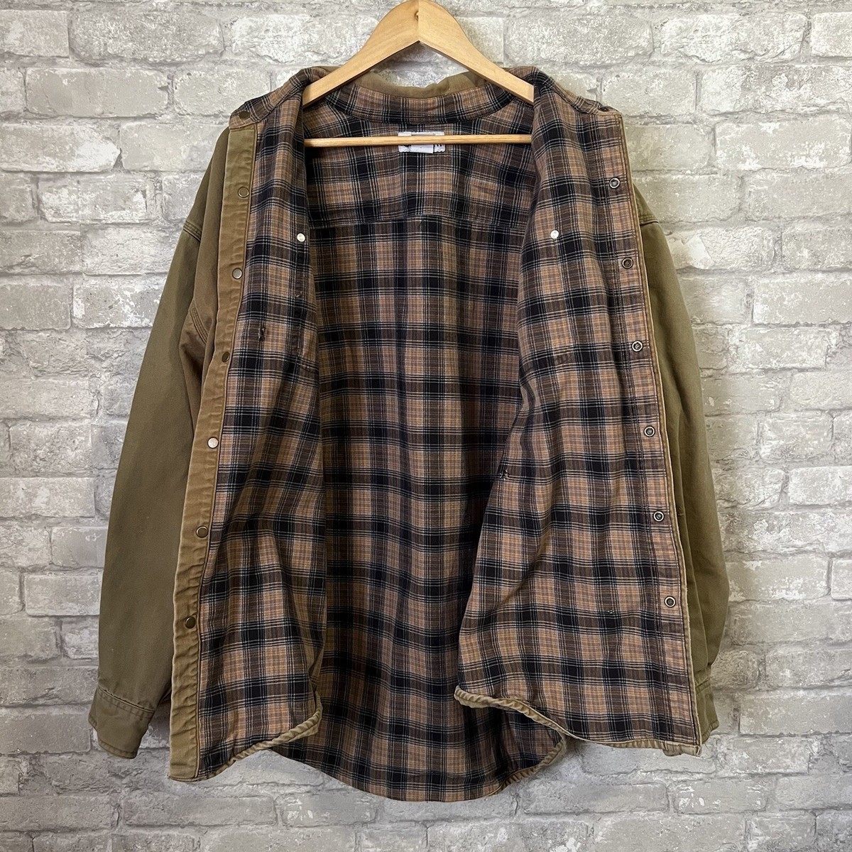 Vintage Carhartt Men's XL S96 Brown Duck Canvas Shirt Jacket