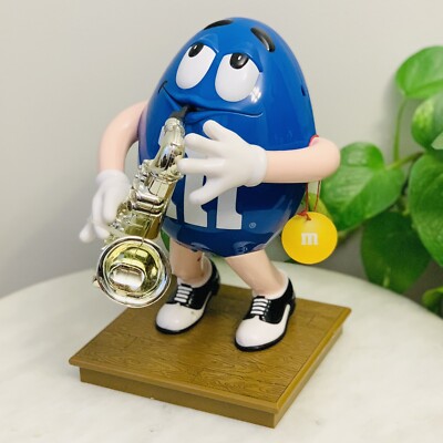 M&M Blue Candy Dispenser with Saxophone 12” Collectible Toy
