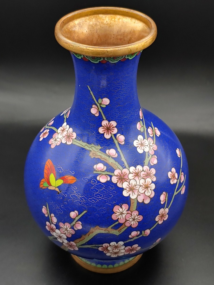 2492 七宝焼 景泰藍 琺瑯 花瓶 2客 【公式通販】