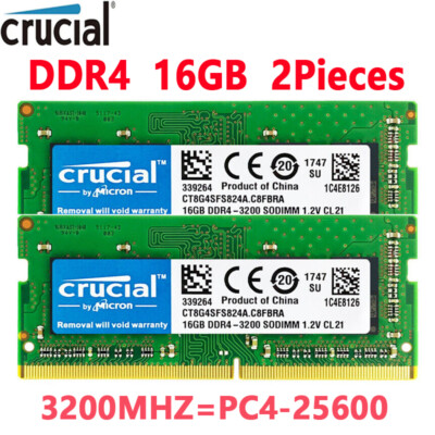 Crucial DDR4 32GB KIT 2 x 16GB 3200 MHz PC4-25600 SODIMM 260-Pin
