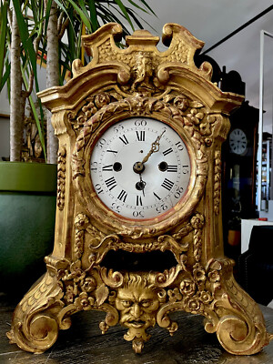 Rare Antique 18th Century Gilt Wooden Swiss Quarter Strike Bracket