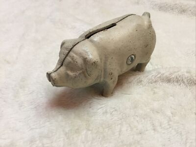 4” Small Painted Old Cast Iron PIG / still bank | eBay