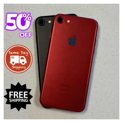 Apple iPhone 7 Black/Red -32GB 128GB- iOS Unlocked Verizon At&t T