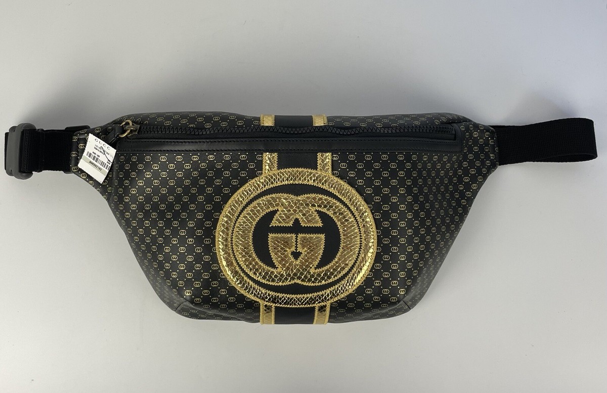 Gucci x Dapper Dan Black Leather Laminated Ayers GG Micro Monogram