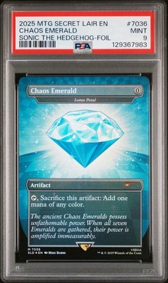 PSA 9 Chaos Emerald (7036) Blue Foil - Lotus Petal - Sonic Secret