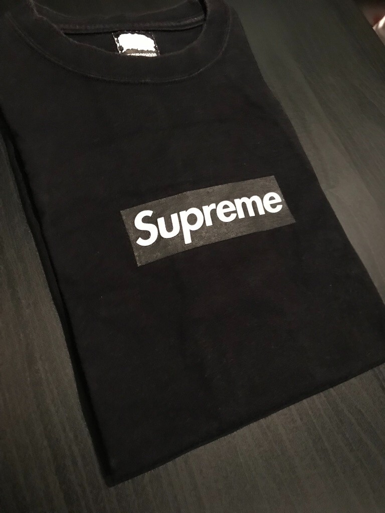 Supreme x NBHD Black on Black Box Logo Tee Size Small 100