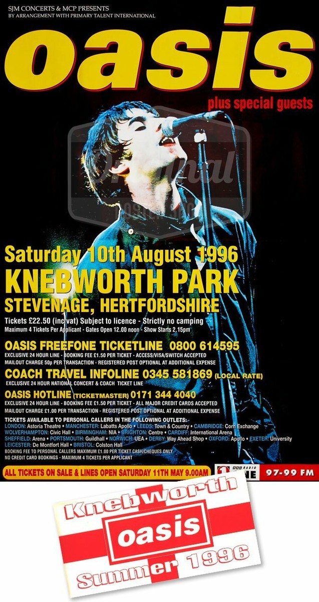 Oasis Poster - Original Knebworth 1996. Large 60