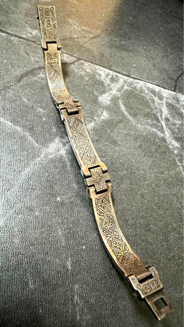 Konstantino Mens Hinged Cuff Wide Bracelet Sterling Silver 18K