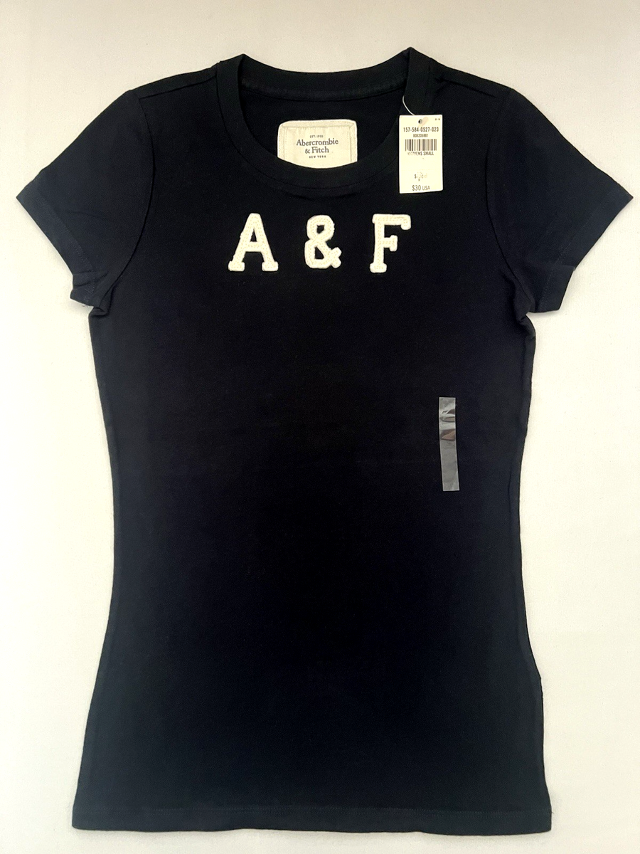 Abercrombie & Fitch Womens Navy Blue Applique Graphic T-Shirt A&F