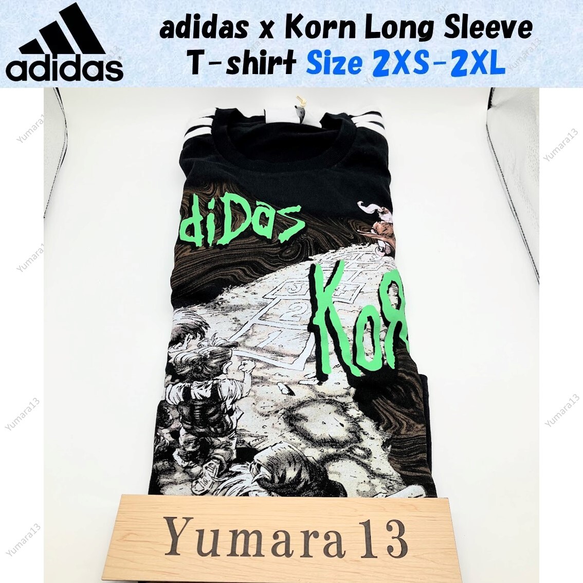 adidas x Korn Long Sleeve T-shirt Black Tee Size JP 2XS-2XL Japan