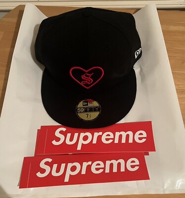 Supreme X New Era Heart Hat 2017 Black Red 7 1/2 | eBay