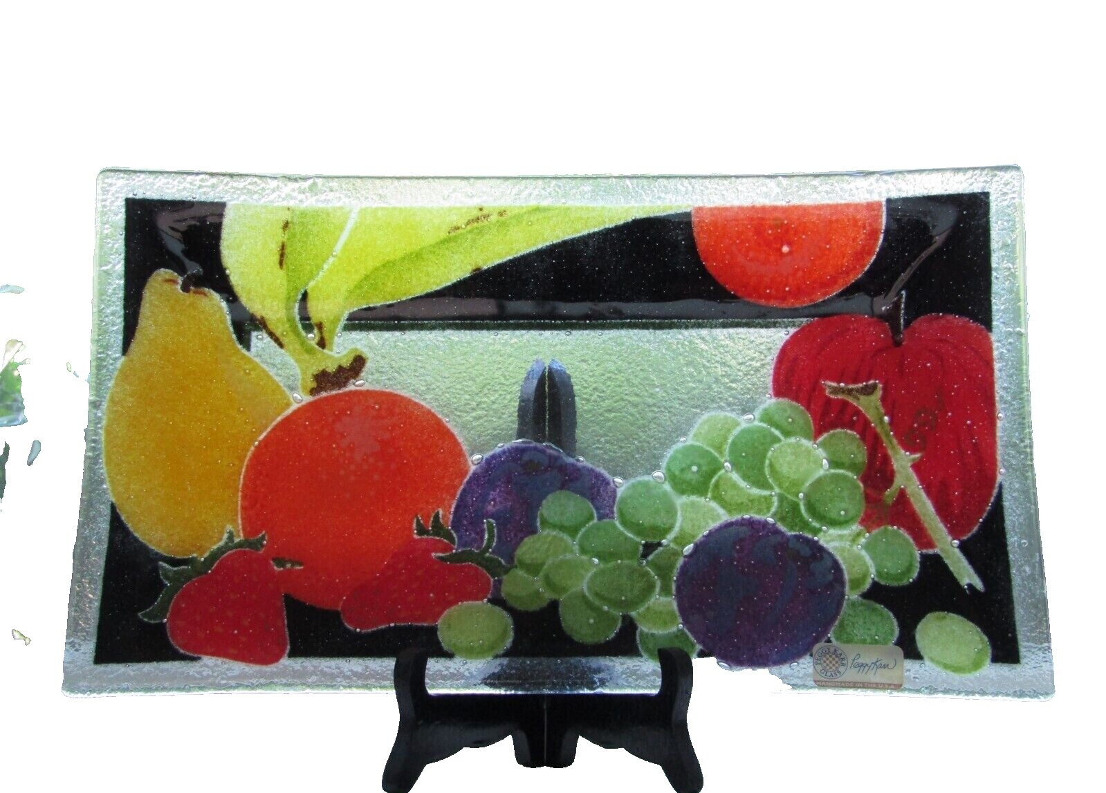 Peggy Karr】USA 作家 ガラスプレート 大作 サインあり Peggy Karr