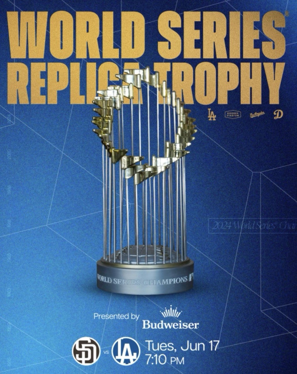 LA Dodgers, 2024 World Series Replica Trophy, 06/17/2025 SGA (new