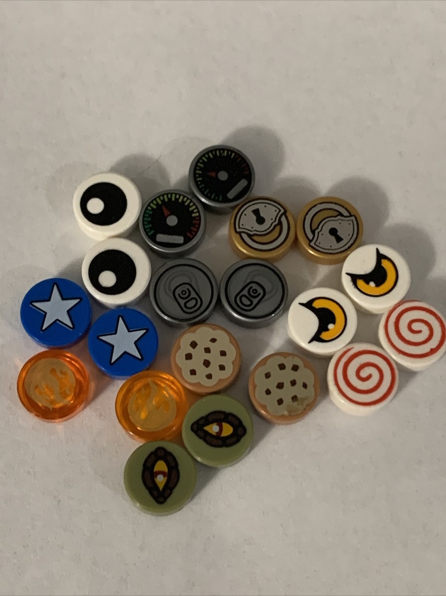 LEGO Parts 98138 (2pcs) Tile, Round 1 x 1 Printed Design Pieces