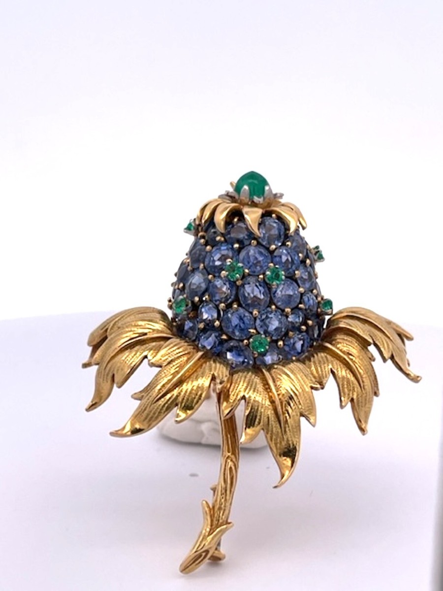 Tiffany Schlumberger Thistle Brooch Sapphires | eBay