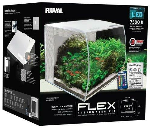 FLEX 34L 9 GALLON AQUARIUM KIT WHITE - (14