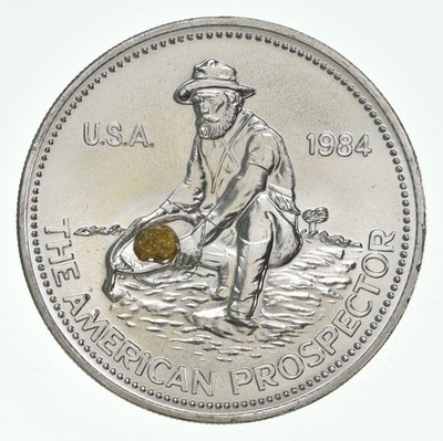 1984 Engelhard 1 Oz Silver American Prospector W/ Natural Gold