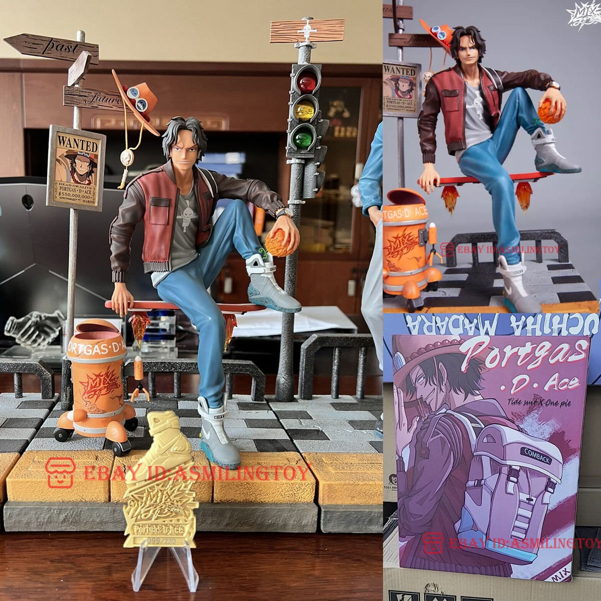 MIX Studio One Piece Anime Portgas ·D· Ace Resin Statue Model In