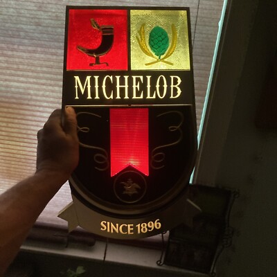 Vintage Michelob Lighted Bar Beer Sign Retro Colors Working Light
