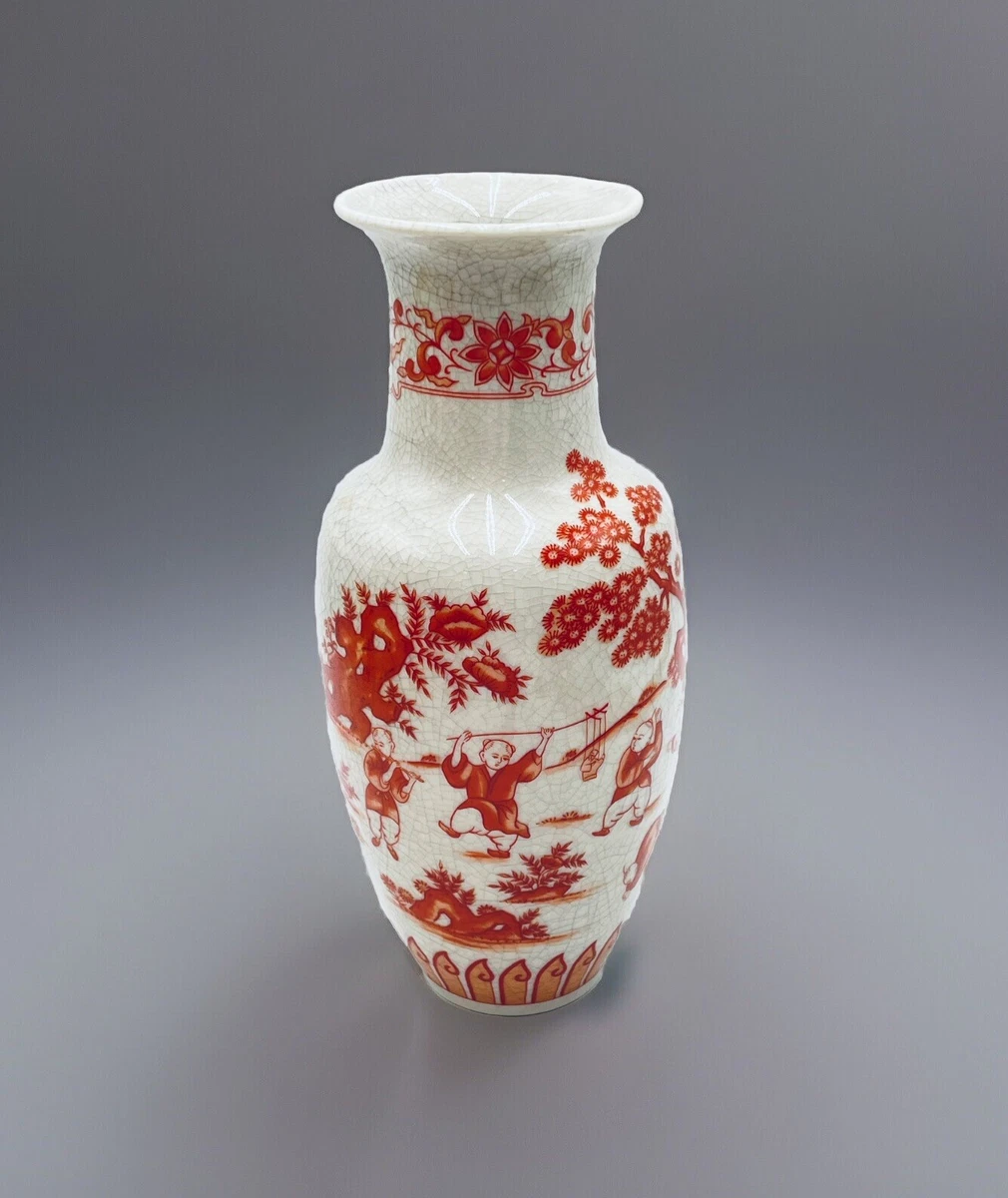 中国 缸豆紅釉 花瓶 V 9815A 清代豇豆红小赏瓶_