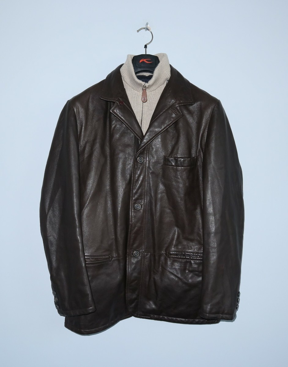 PAL ZILERI Concept Mens Brown Leather Jacket Size 48 | eBay
