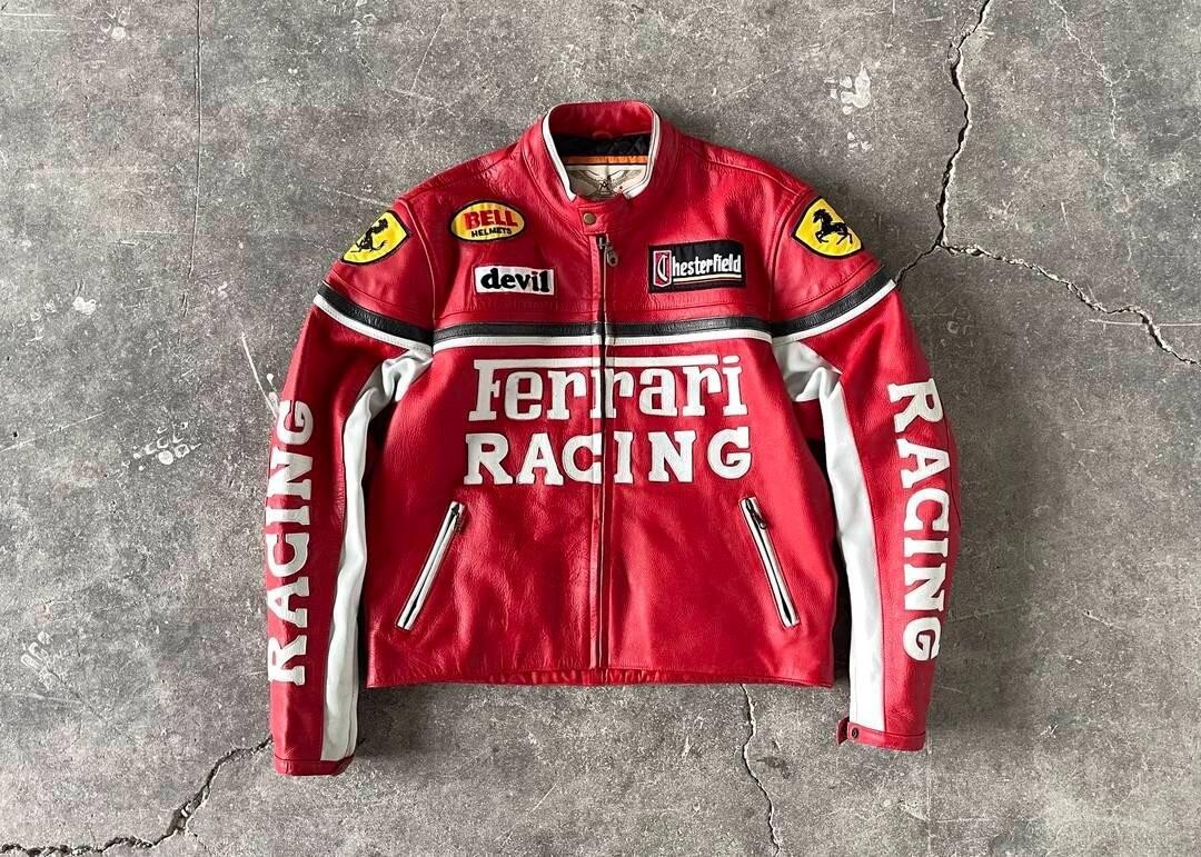 Ferrari Racing Original Leather Jacket Motorcycle Vintage World