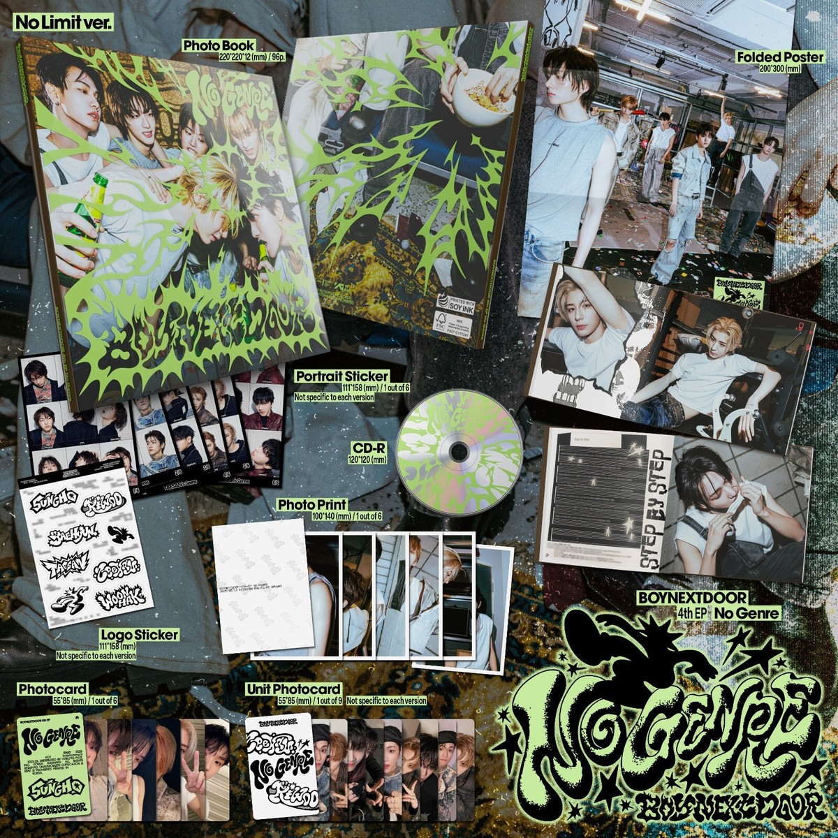 BOYNEXTDOOR 4th EP Album No Genre No Limit Ver. CD+P.Book+P.Card+