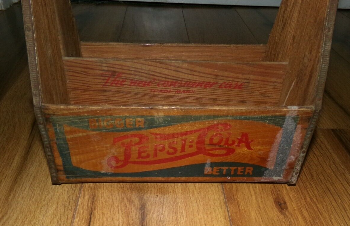 Vintage Pepsi Wooden 6 Bottle Carrier Holder Pepsi Cola Double Dot
