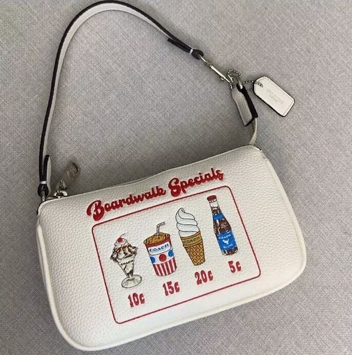 COACH CU406 Boardwalk Specials Icecream Handbag Zip White Rare New