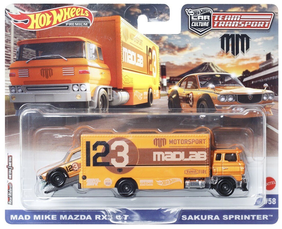 HOT WHEELS MAD MIKE MAZDA RX-3 & SAKURA SPRINTER TEAM TRANSPORT