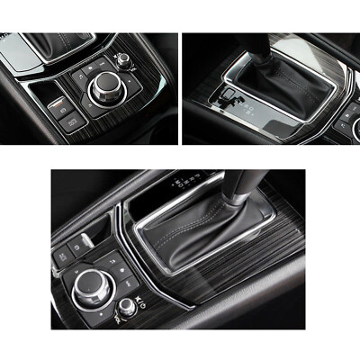 Black Stainless Steel Console Gear Shift Media Panel Trim For