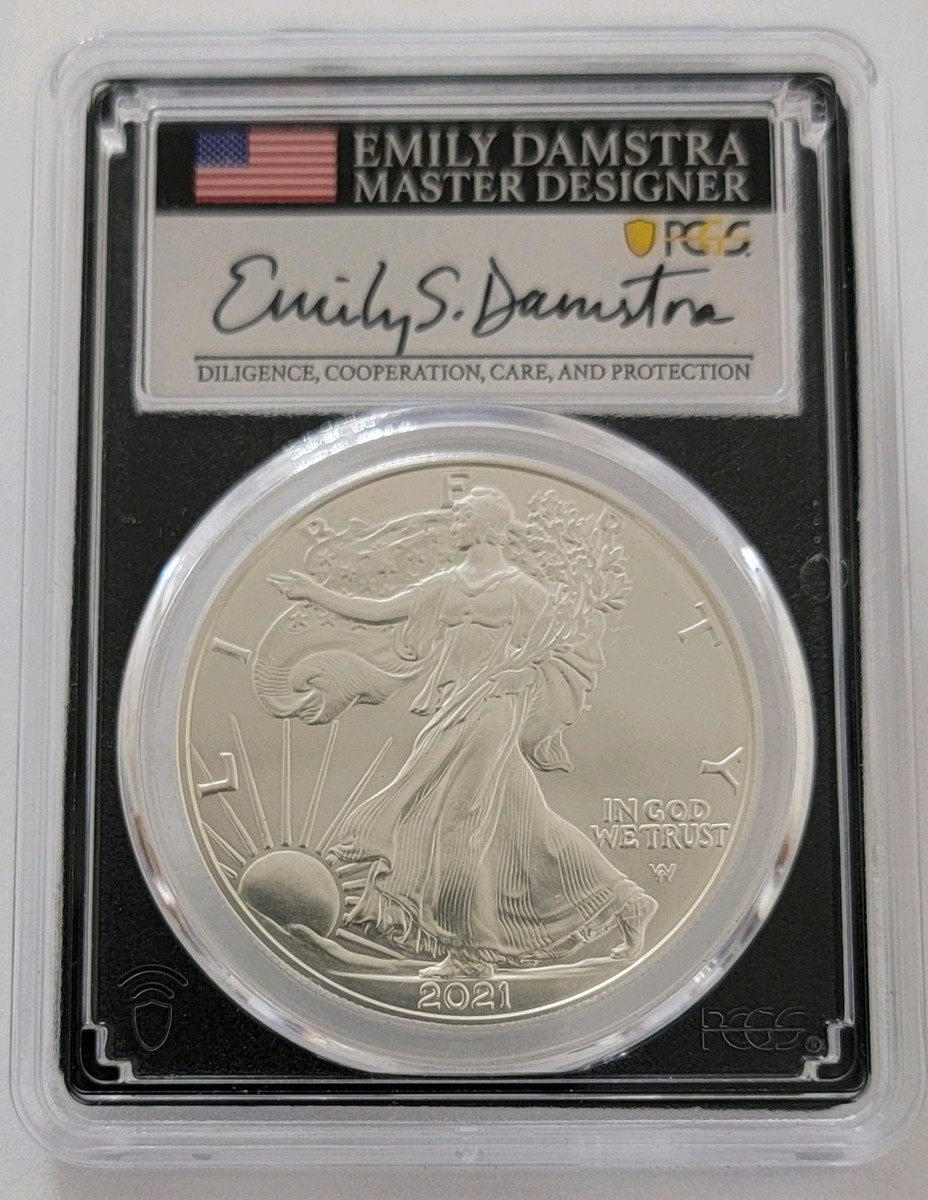 2021 PCGS MS70 Silver Eagle - Type 2 First Day Of Issue Emily