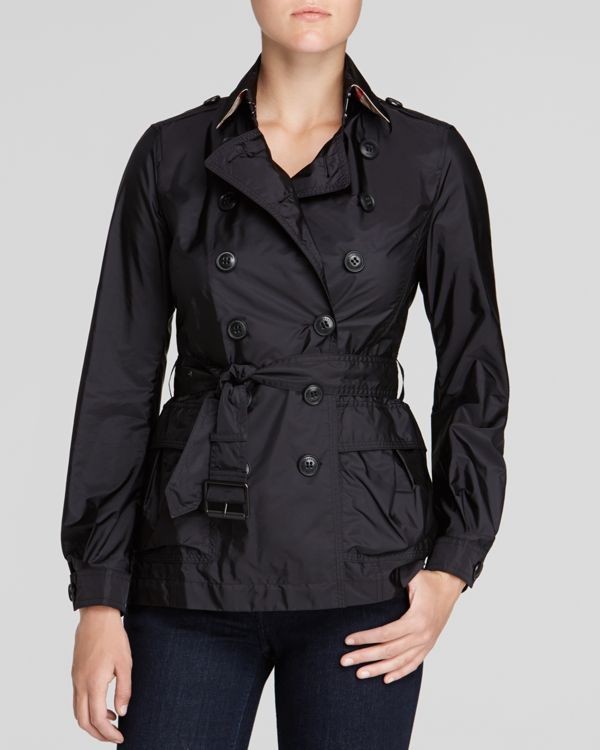 NWT Burberry Brit ladies Peasdale' Belted Short Trench black Coat