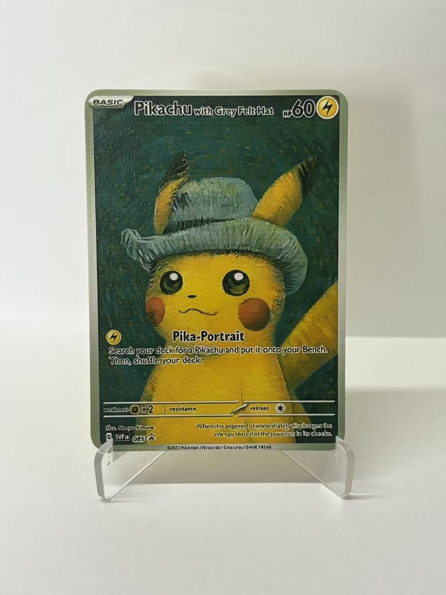 Pikachu with Grey Felt Hat HP60 Gold Metal Pokémon Card