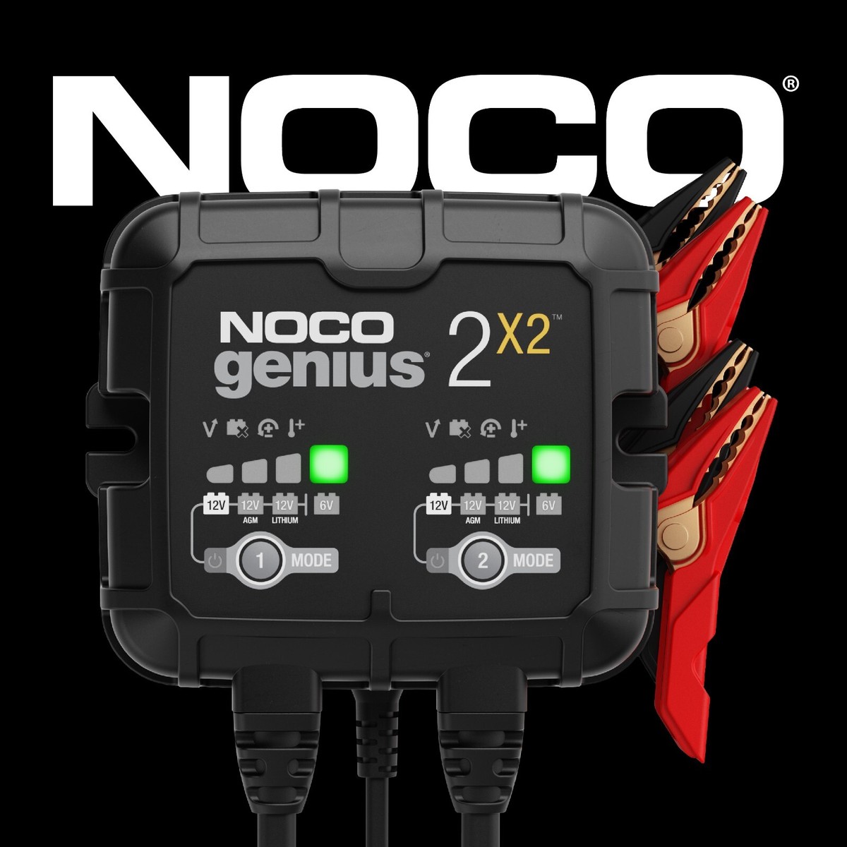 NOCO GENIUS2X2 2-Bank 4A (2A/Bank) 6V/12V Smart Battery Charger